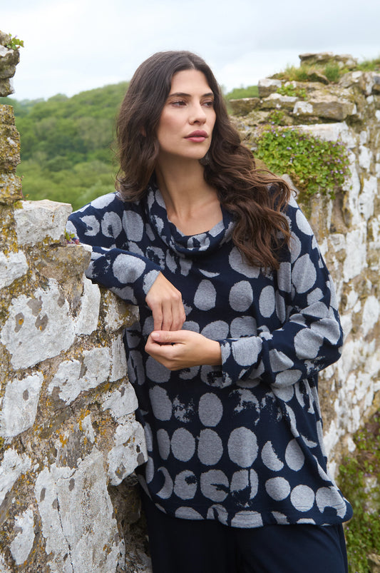 picture of Sahara Brushed Jersey Spotted Boxy Top - Night/Dove - Number Two - womens - fashion - clothing - Sahara 1