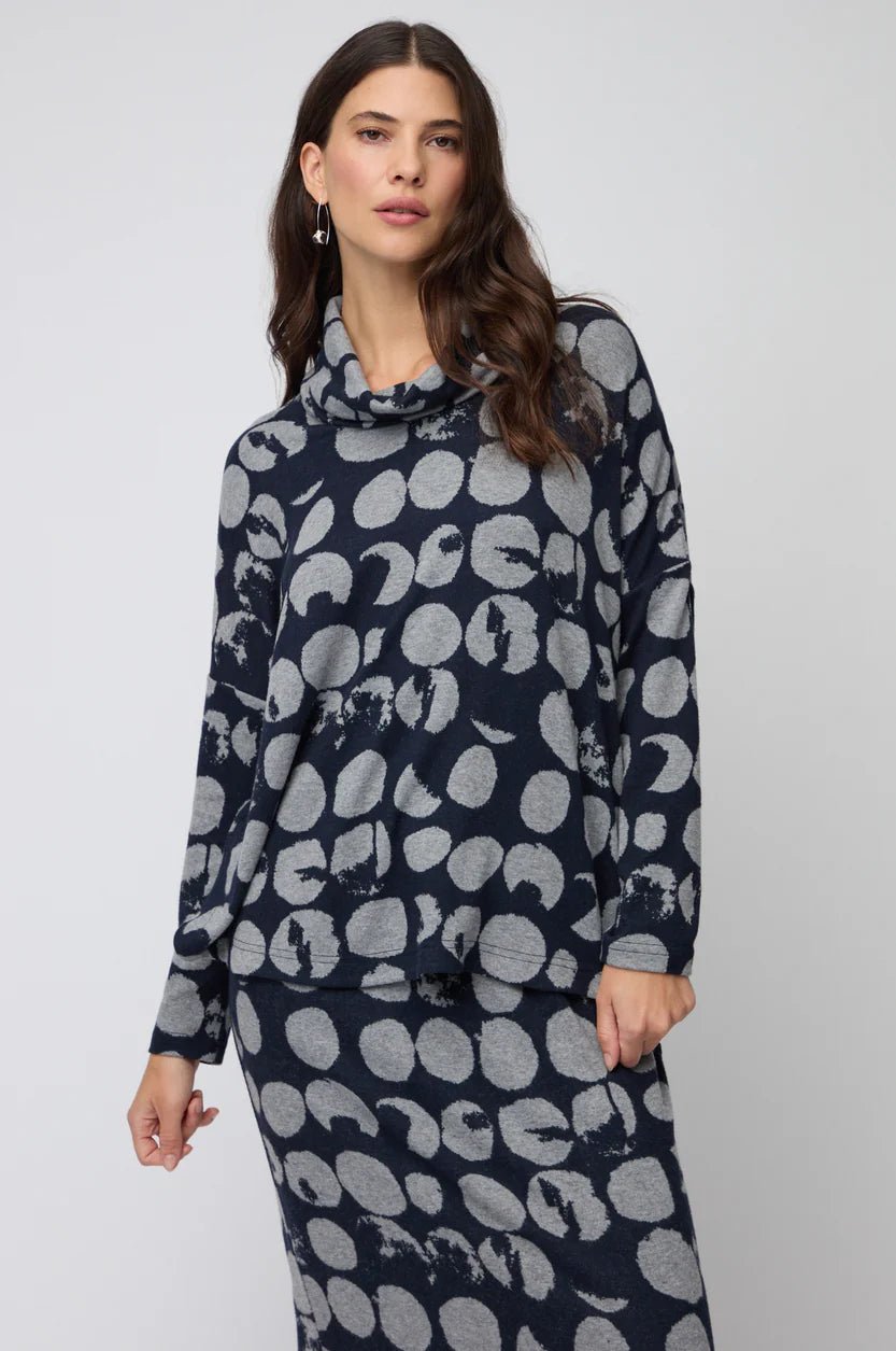 picture of Sahara Brushed Jersey Spotted Boxy Top - Night/Dove - Number Two - womens - fashion - clothing - Sahara 2