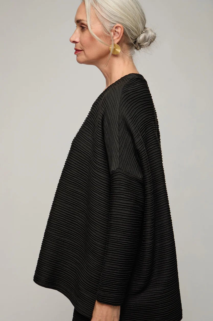 picture of Sahara Textured Wave Jersey Boxy Top - Black - Number Two - womens - fashion - clothing - Sahara 3