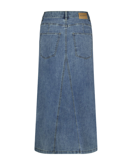 Red Button Alina Skirt Stone Used Denim