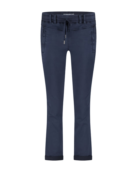 Red Button Tessy Stretch Cotton Tie Waist Pull On Jogger Navy