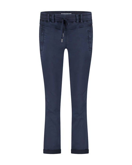 Red Button Tessy Stretch Cotton Tie Waist Pull On Jogger Navy