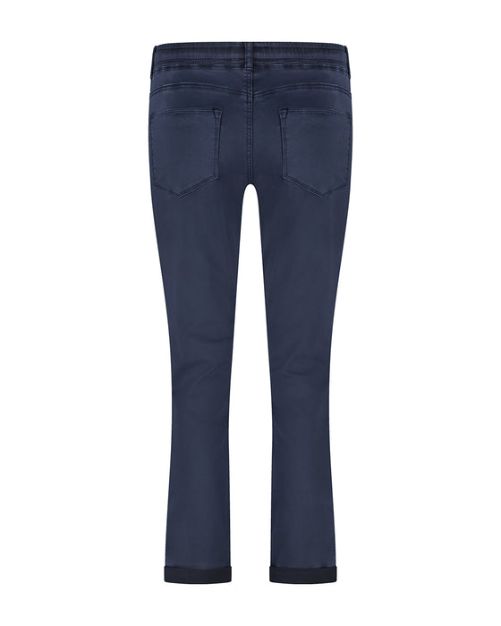 Red Button Tessy Stretch Cotton Tie Waist Pull On Jogger Navy