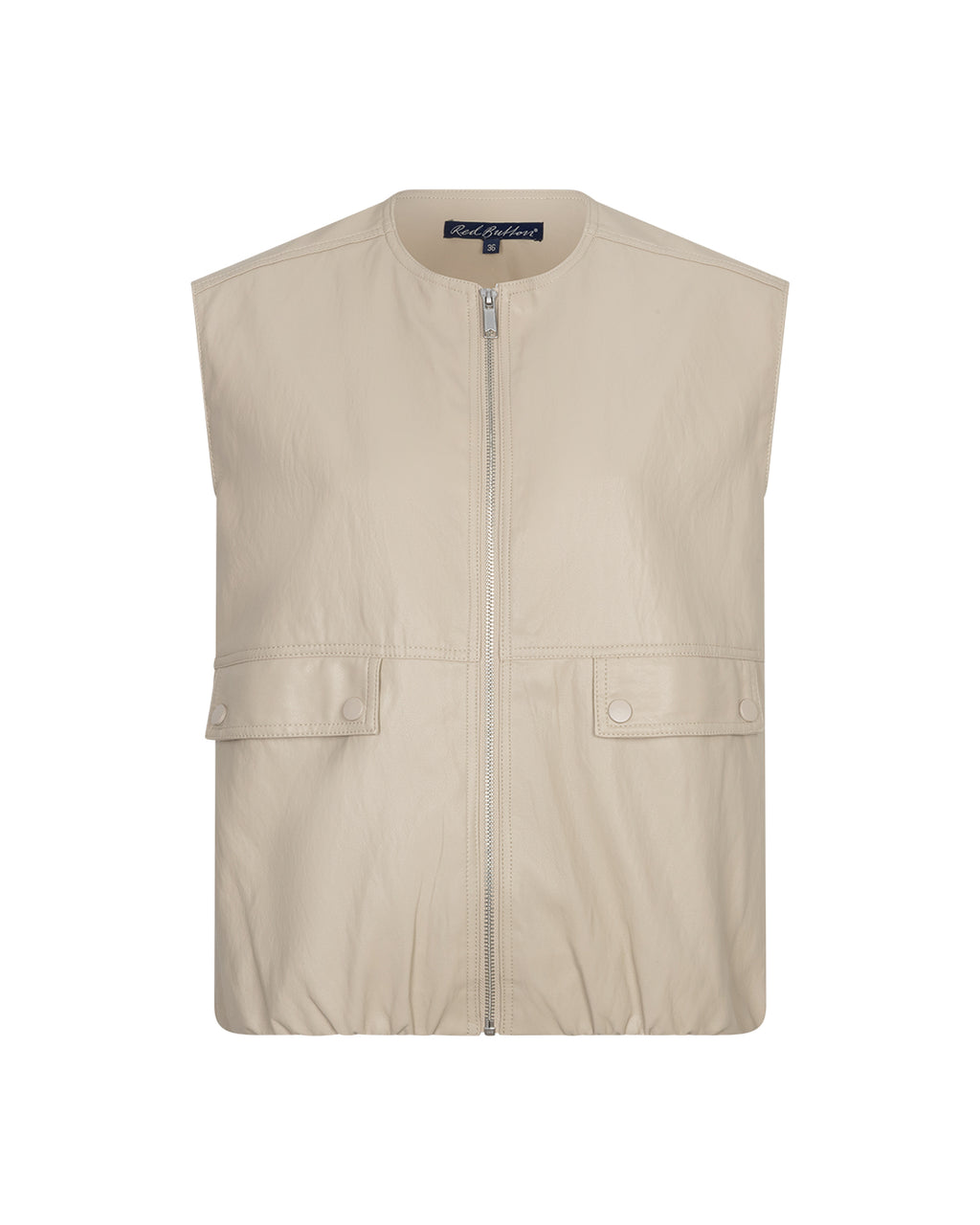 Red Button Ivy Faux Leather Waistcoat - Pebble