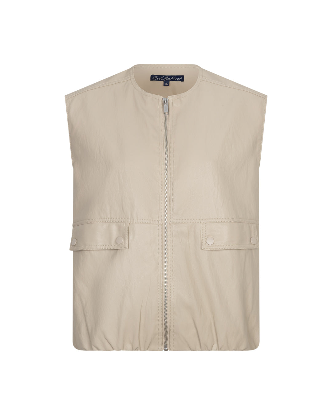 Red Button Ivy Faux Leather Waistcoat - Pebble