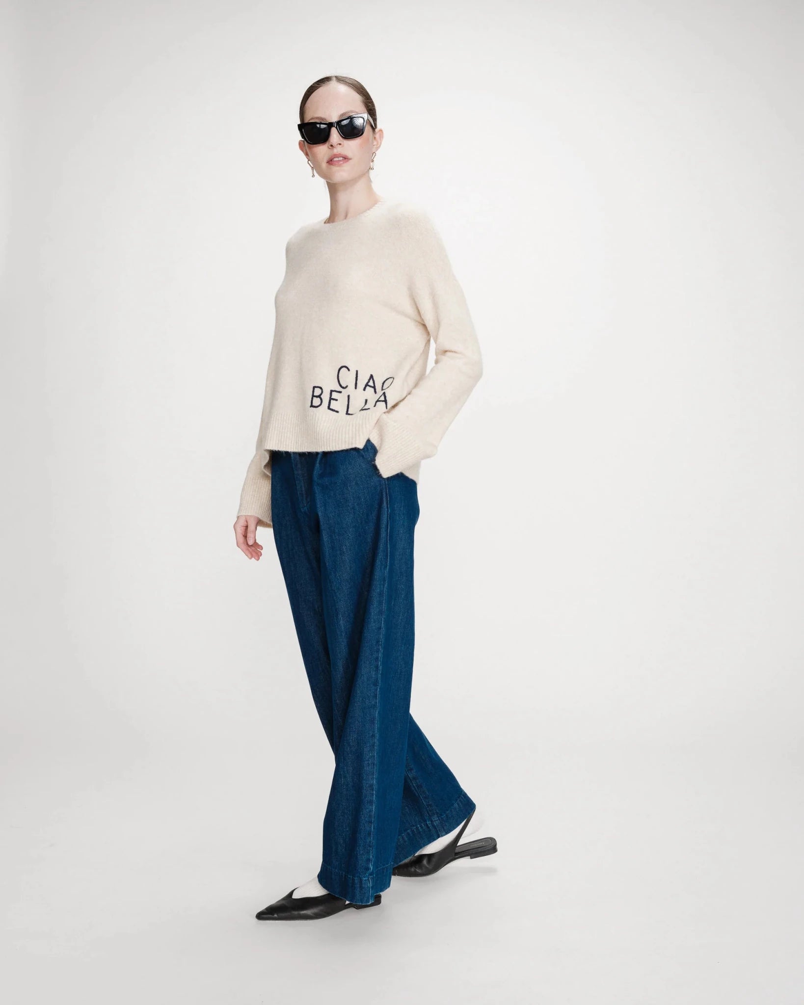 picture of Grace & Mila Viggo Jumper - “Ciao Bella” Cream/Marine - Number Two - womens - fashion - clothing - Grace & Mila 3