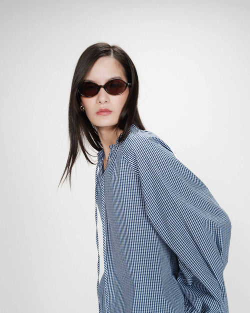 picture of Grace & Mila Varry Blouse - Marine Check - Number Two - womens - fashion - clothing - Grace & Mila 2