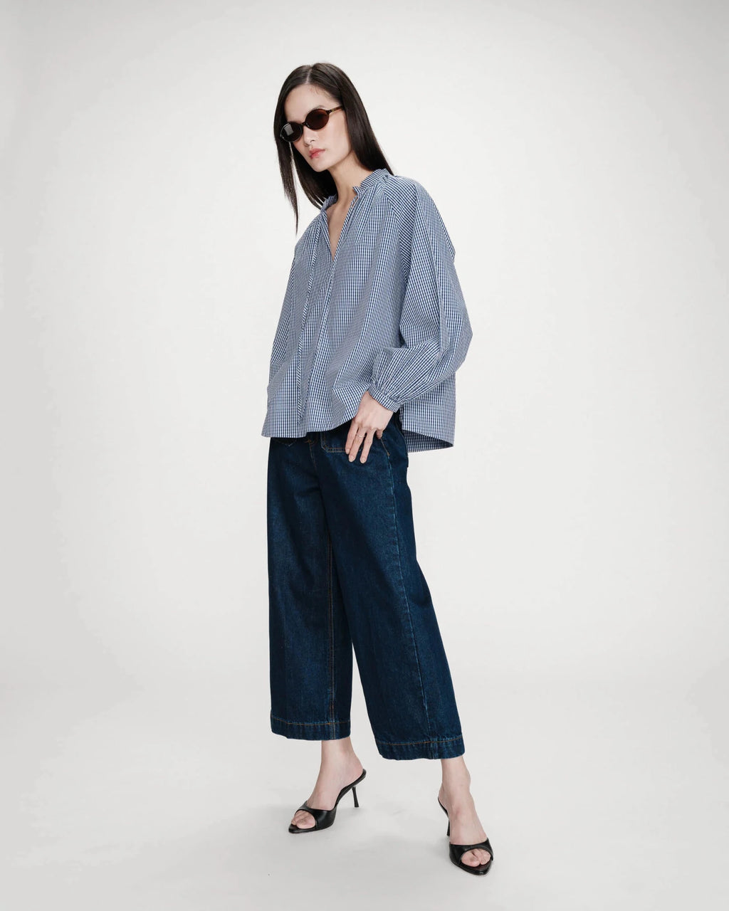 picture of Grace & Mila Varry Blouse - Marine Check - Number Two - womens - fashion - clothing - Grace & Mila 3