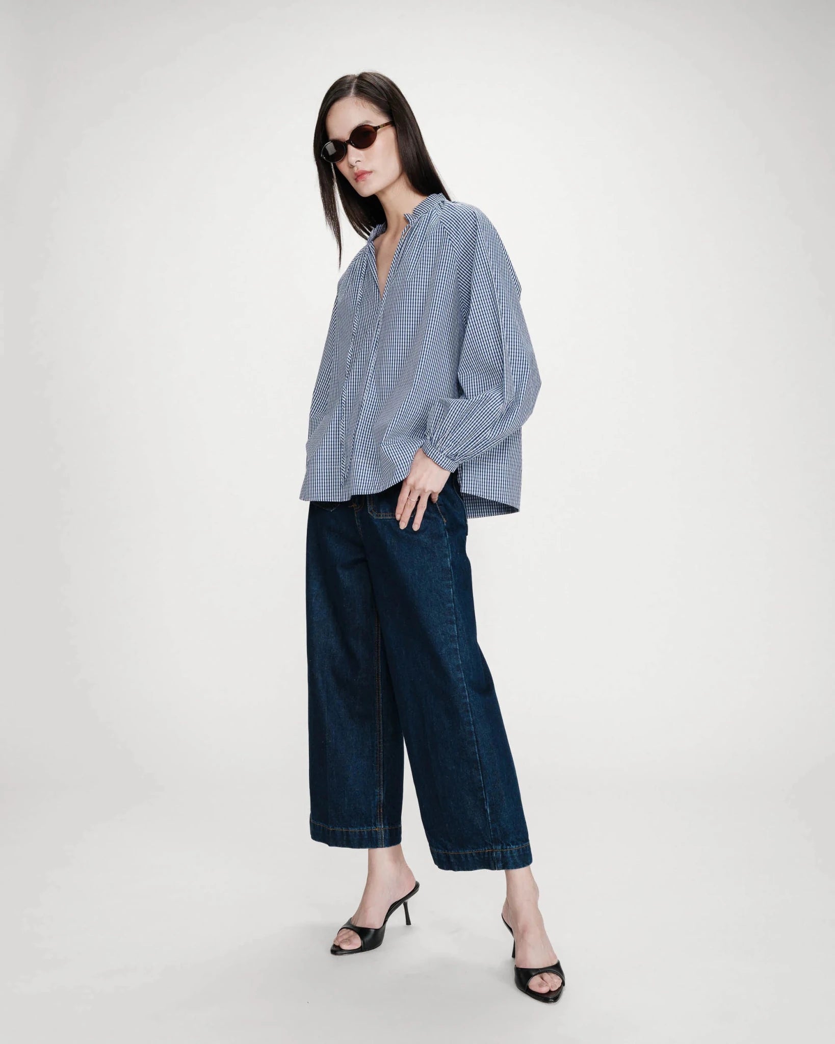 picture of Grace & Mila Varry Blouse - Marine Check - Number Two - womens - fashion - clothing - Grace & Mila 3