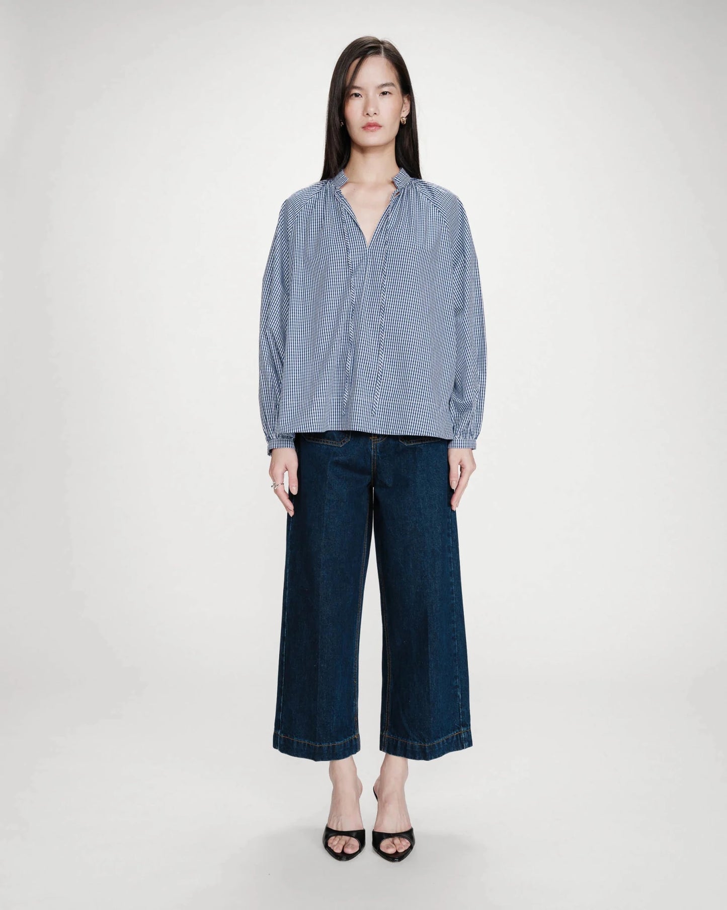 picture of Grace & Mila Varry Blouse - Marine Check - Number Two - womens - fashion - clothing - Grace & Mila 4