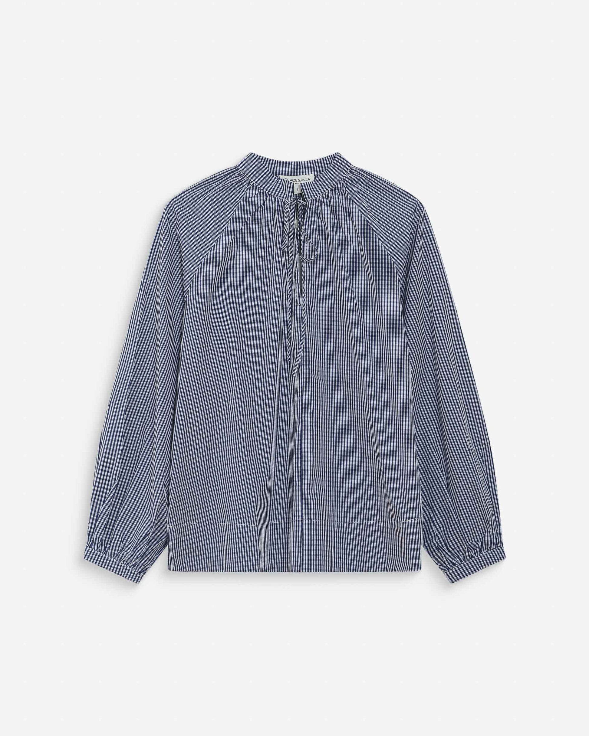 picture of Grace & Mila Varry Blouse - Marine Check - Number Two - womens - fashion - clothing - Grace & Mila 6