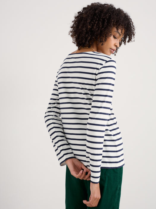 Seasalt Sailor Shirt Organic Cotton Jersey Breton Chalk Maritime