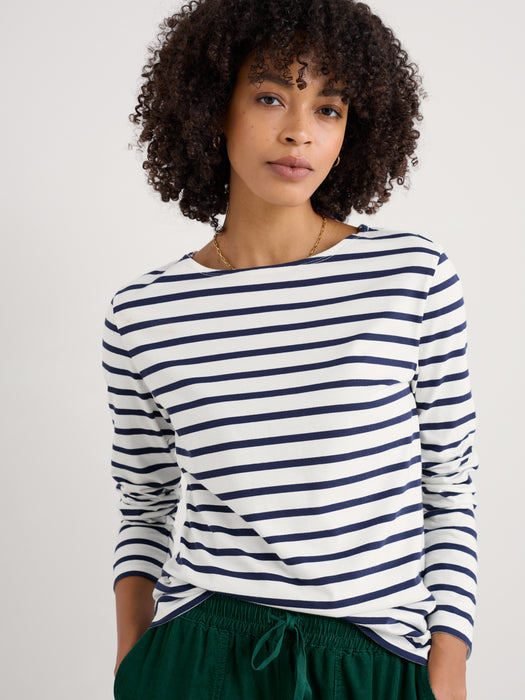 Seasalt Sailor Shirt Organic Cotton Jersey Breton Chalk Maritime