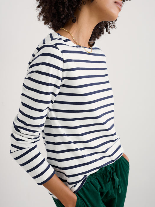 Seasalt Sailor Shirt Organic Cotton Jersey Breton Chalk Maritime