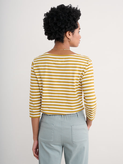 Seasalt Sailor 3/4 Sleeve Top Organic Cotton Jersey Chamomile Chalk