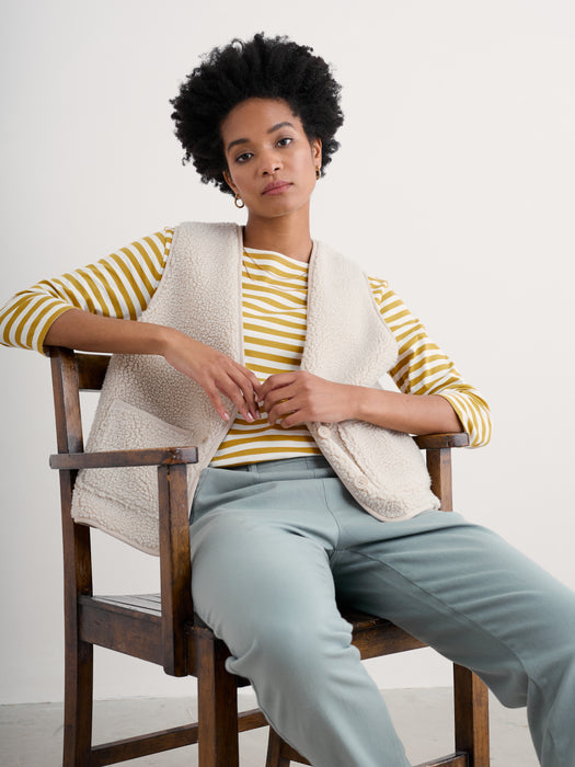 Seasalt Sailor 3/4 Sleeve Top Organic Cotton Jersey Chamomile Chalk