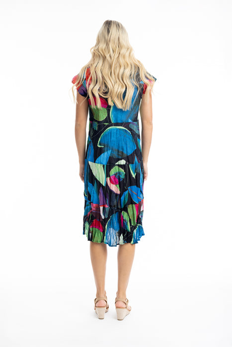 Orientique Seychelles Bias Dress with Front Pocket Multi Print