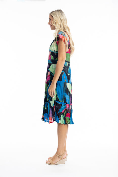 Orientique Seychelles Bias Dress with Front Pocket Multi Print