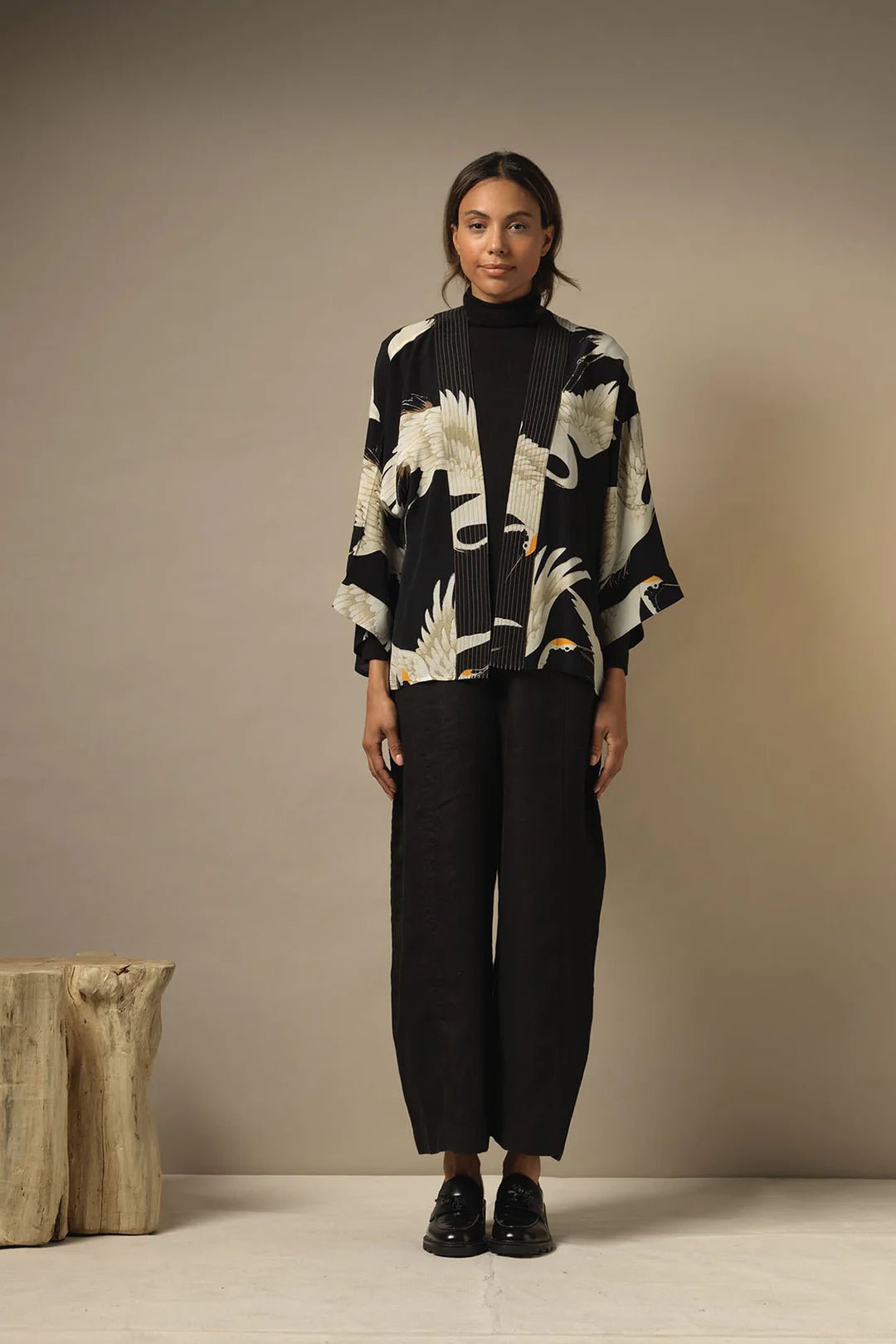 picture of One Hundred Stars Crepe Kimono Black Stork - Number Two - womens - fashion - clothing - One Hundred Stars 6