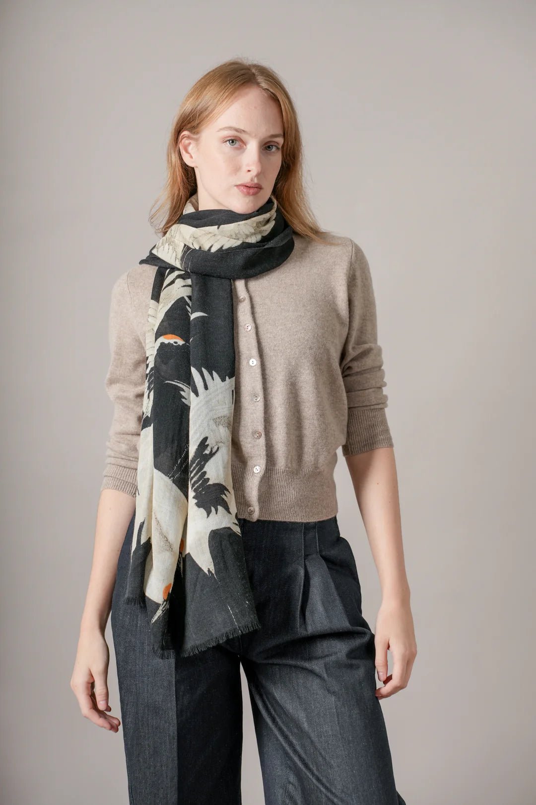 picture of One Hundred Stars Wool Scarf Stork Black - Number Two - womens - fashion - accessories - One Hundred Stars 2