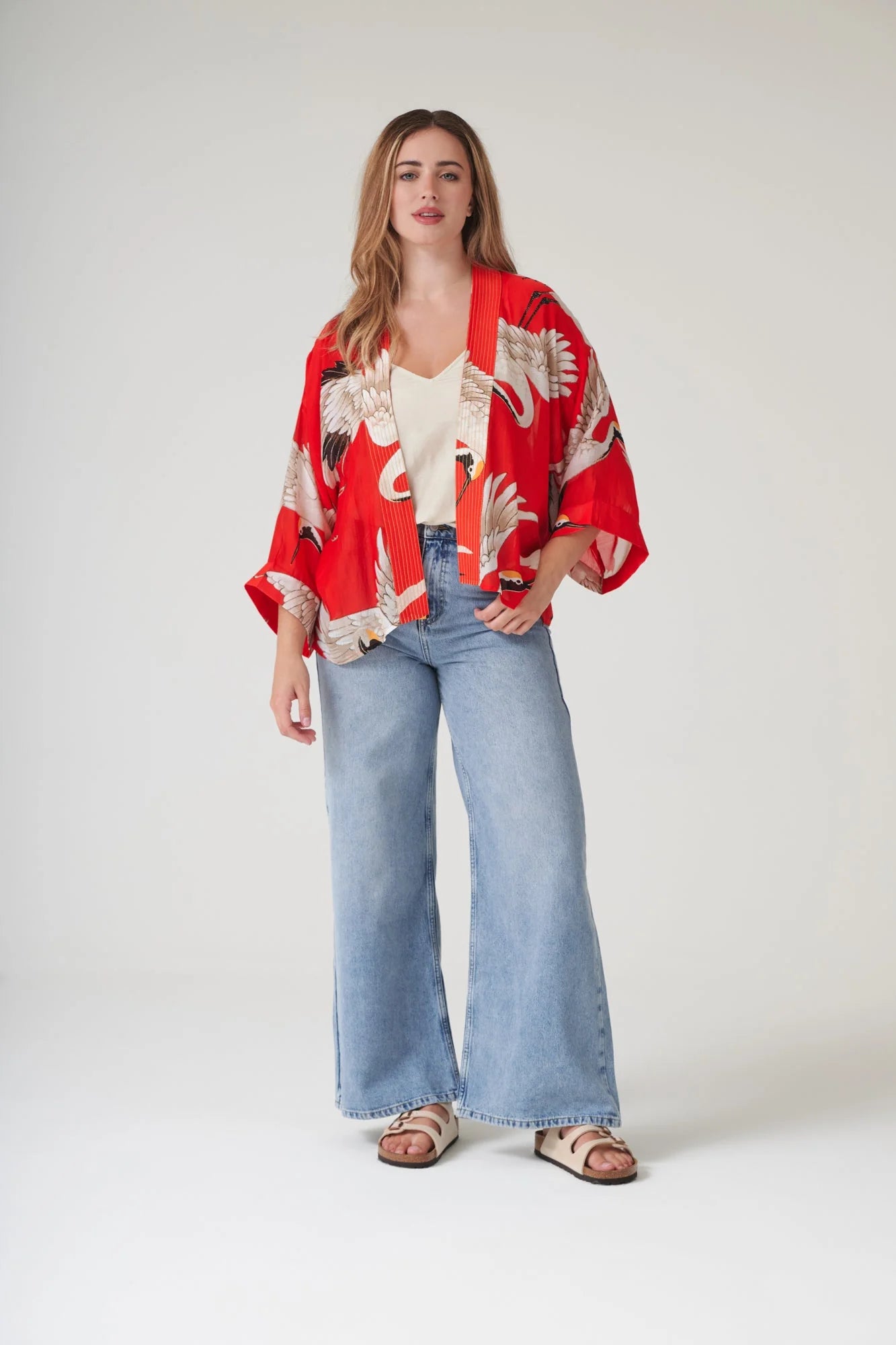 picture of One Hundred Stars Kimono - Stork Scarlet - Number Two - womens - fashion - clothing - One Hundred Stars 8