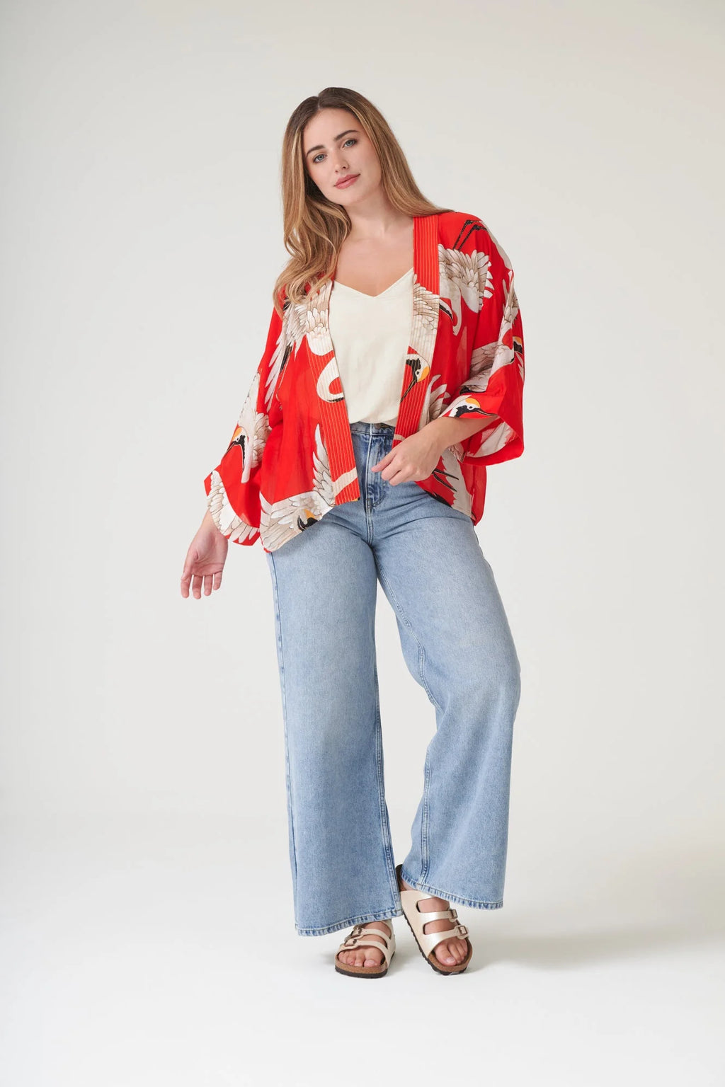 picture of One Hundred Stars Kimono - Stork Scarlet - Number Two - womens - fashion - clothing - One Hundred Stars 6