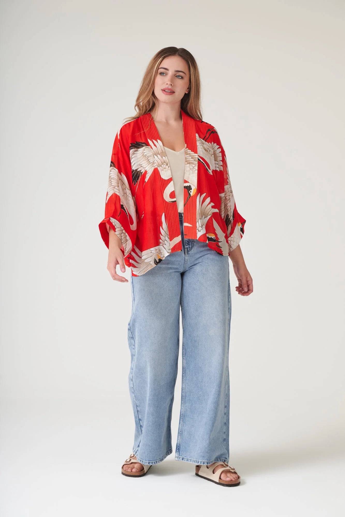picture of One Hundred Stars Kimono - Stork Scarlet - Number Two - womens - fashion - clothing - One Hundred Stars 9