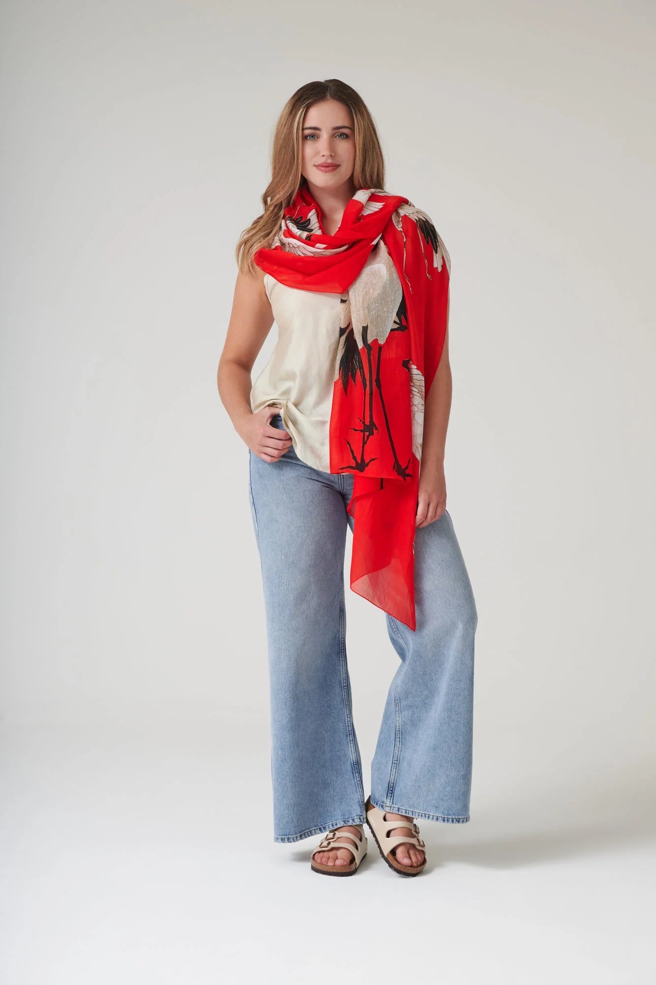 picture of One Hundred Stars Scarf - Stork Scarlet - Number Two - womens - fashion - accessories - One Hundred Stars 1