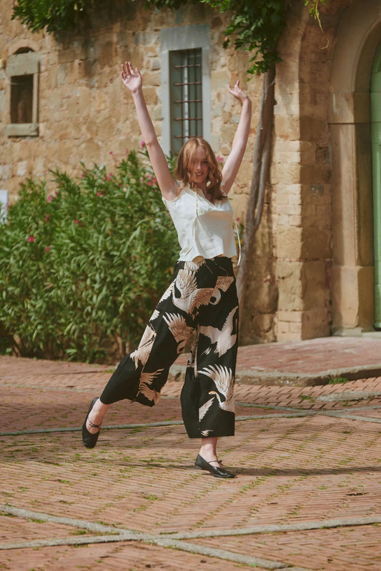 picture of One Hundred Stars Palazzo Pants - Stork Black - Number Two - womens - fashion - clothing - One Hundred Stars 1