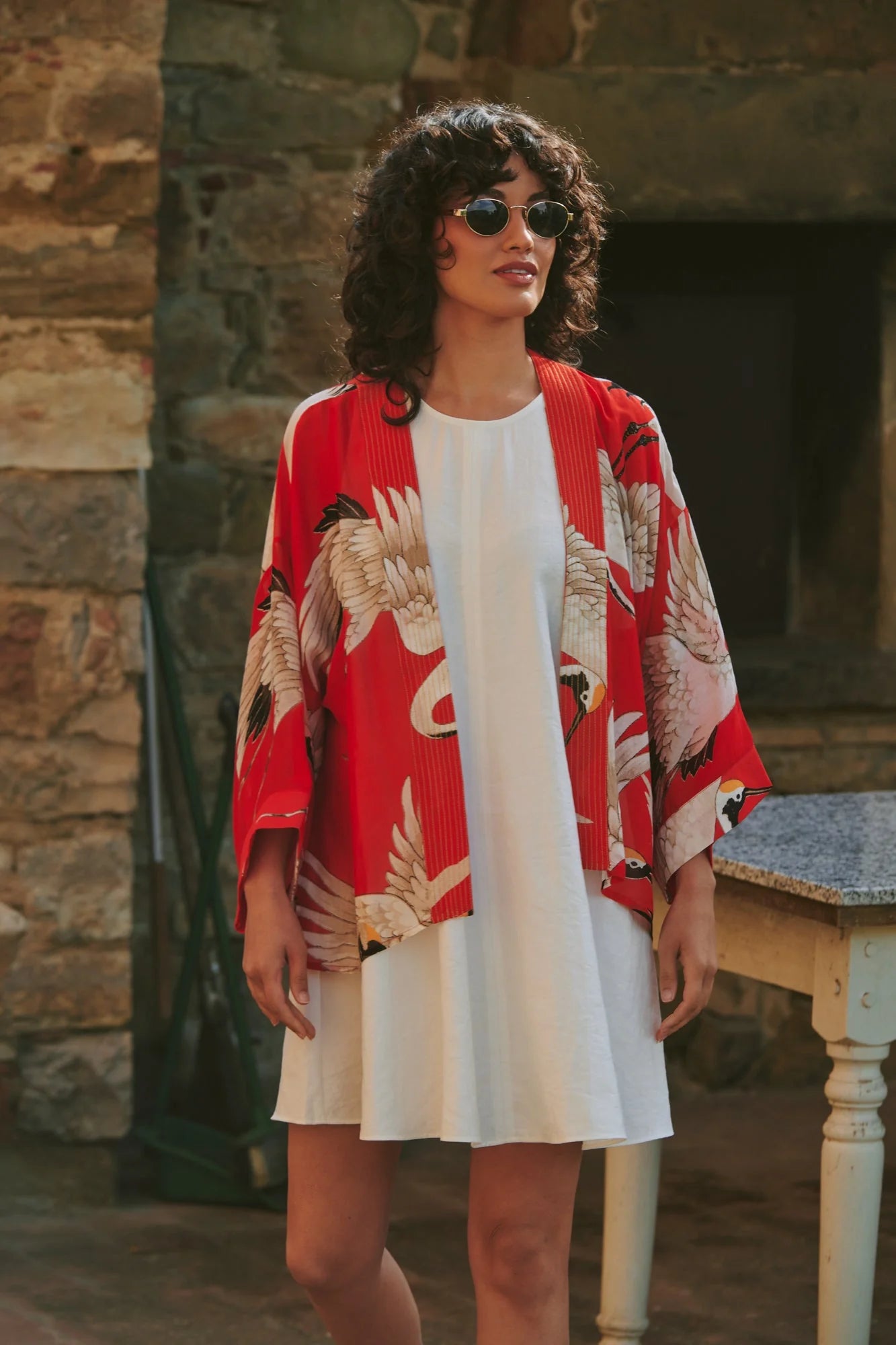 picture of One Hundred Stars Kimono - Stork Scarlet - Number Two - womens - fashion - clothing - One Hundred Stars 1