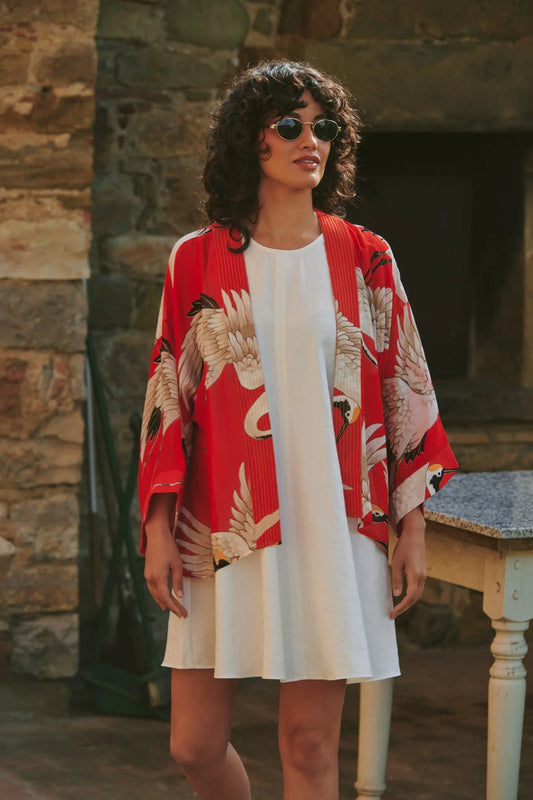 picture of One Hundred Stars Kimono - Stork Scarlet - Number Two - womens - fashion - clothing - One Hundred Stars 1