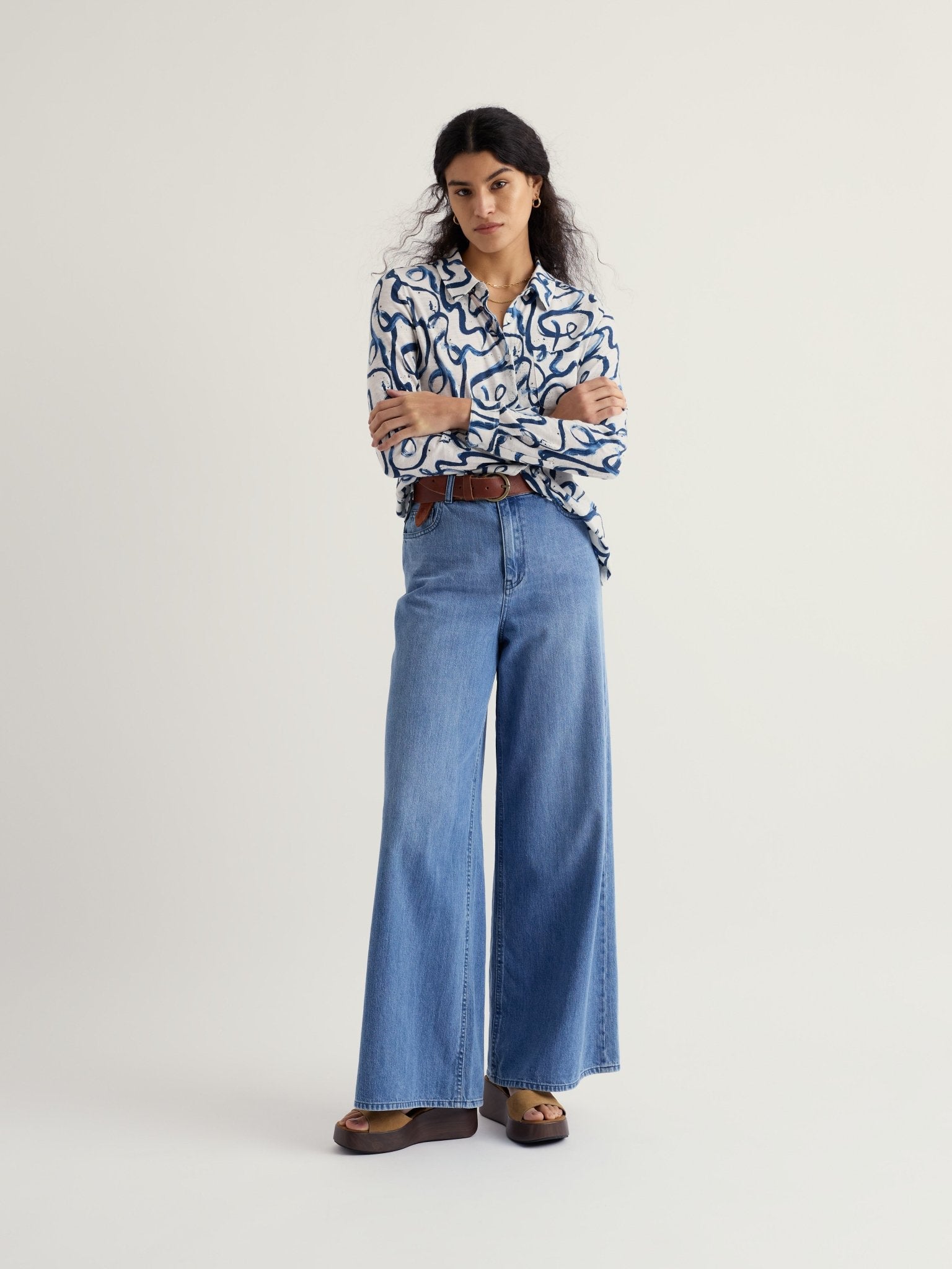 picture of Seasalt Teasel Head Shirt - Ink Strokes Chalk - Number Two - womens - fashion - clothing - Seasalt 2