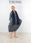 picture of Thing 7195 Structured Check Linen Dress - Navy - Number Two - womens - fashion - clothing - Thing 1