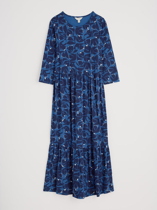 Seasalt Tor View Jersey Dress Floral Cutout Ink