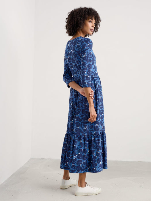 Seasalt Tor View Jersey Dress Floral Cutout Ink