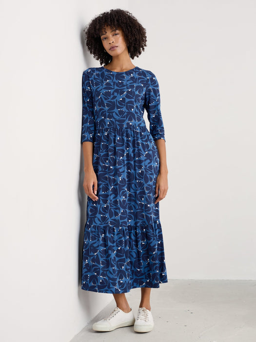 Seasalt Tor View Jersey Dress Floral Cutout Ink