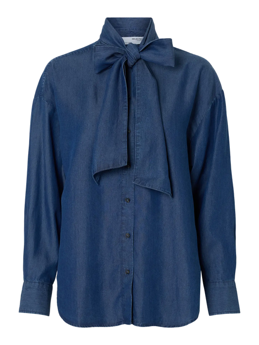 Selected Femme Janna Chambray LS Shirt Dark Blue