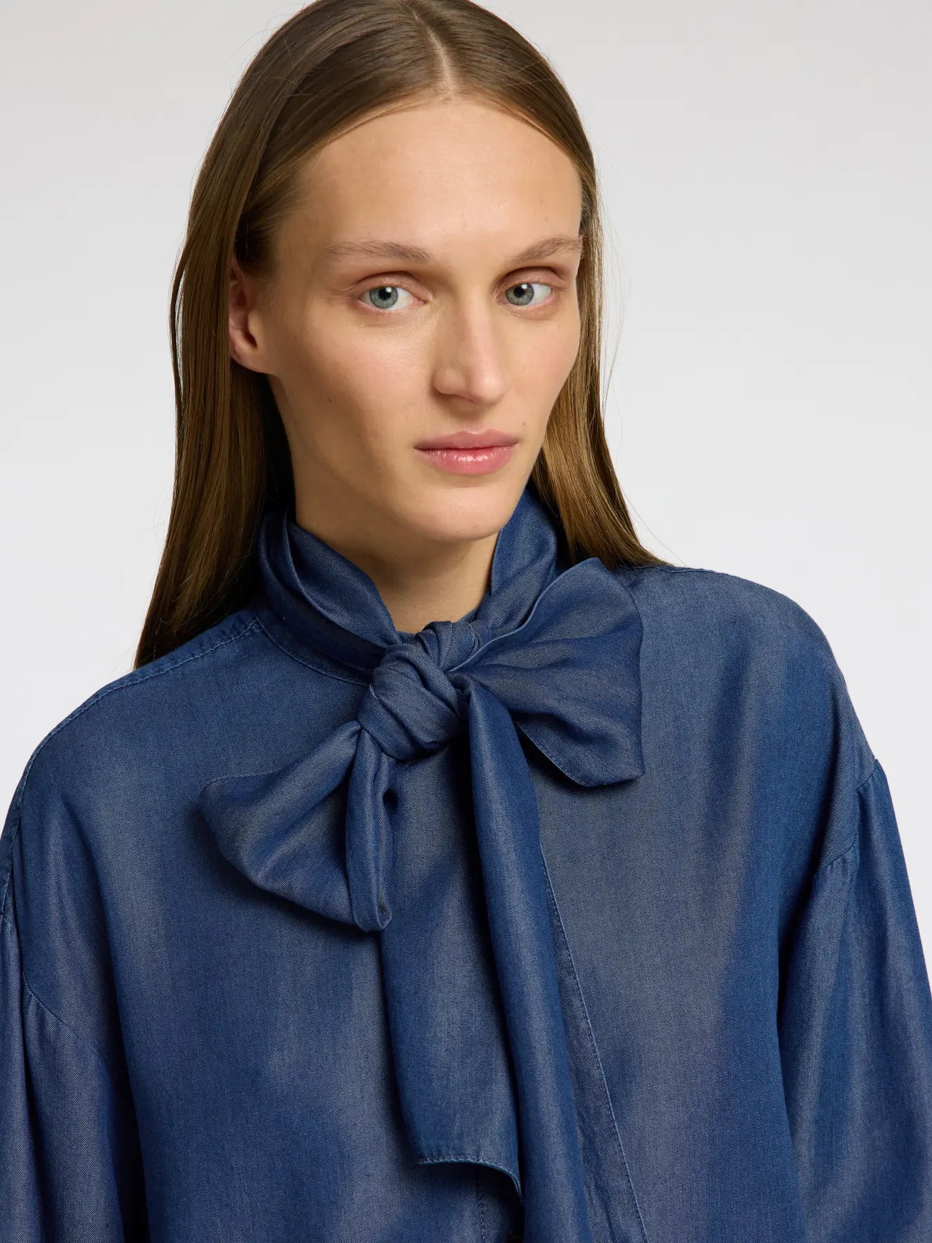 Selected Femme Janna Chambray LS Shirt Dark Blue
