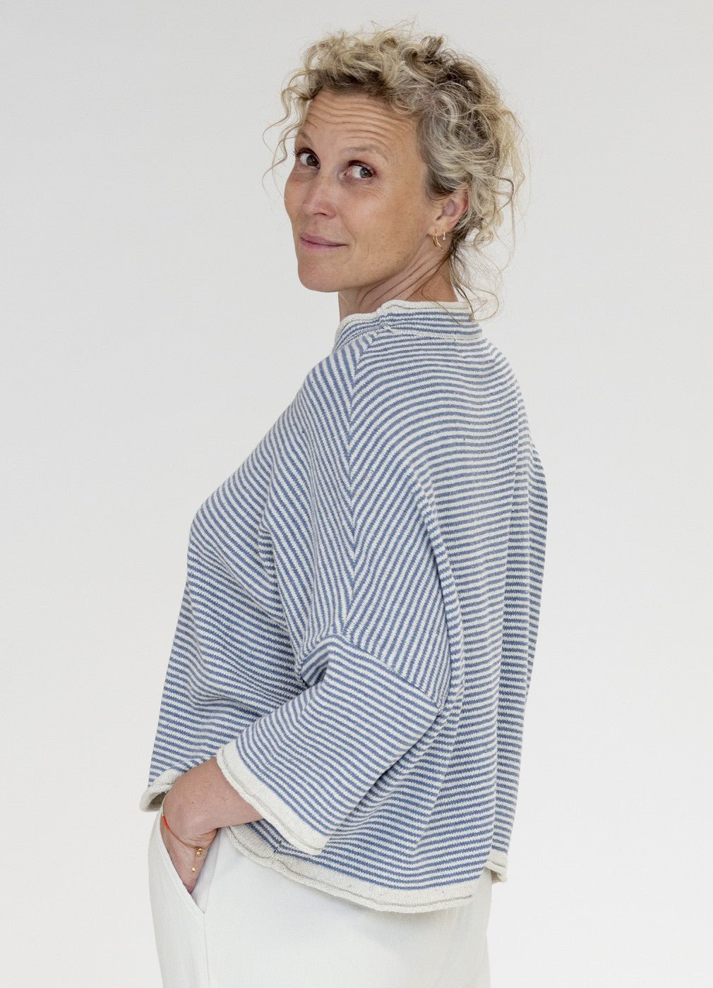 picture of Muse Wear Valborg Jumper - Off White/Denim Stripe - Number Two - womens - fashion - clothing - Muse Wear 2