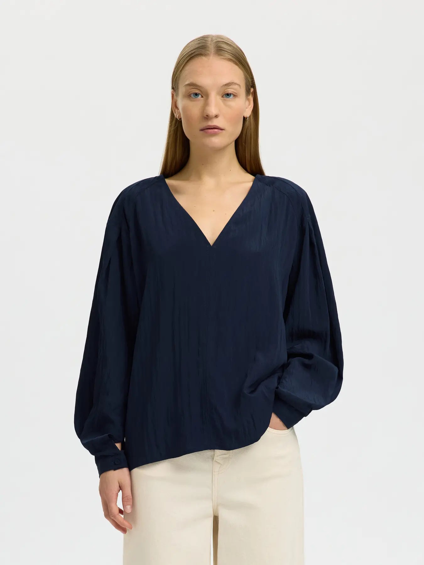 picture of Selected Fiona Long Sleeve Top - Dark Sapphire - Number Two - womens - fashion - clothing - Selected Femme 1