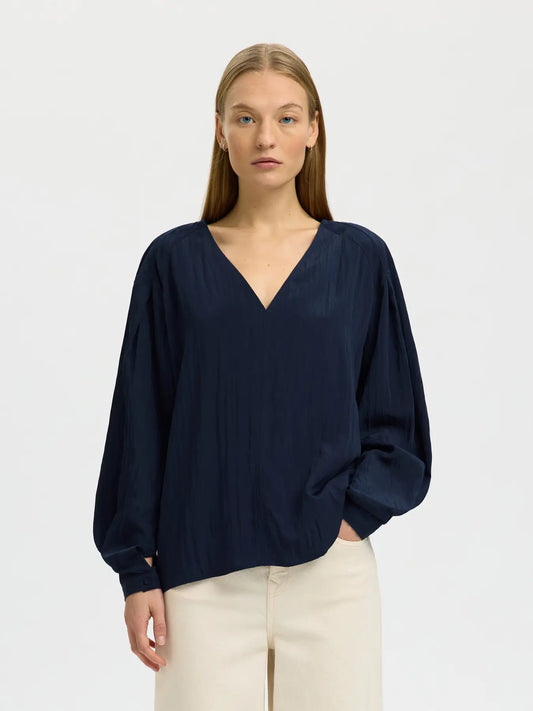 picture of Selected Fiona Long Sleeve Top - Dark Sapphire - Number Two - womens - fashion - clothing - Selected Femme 1