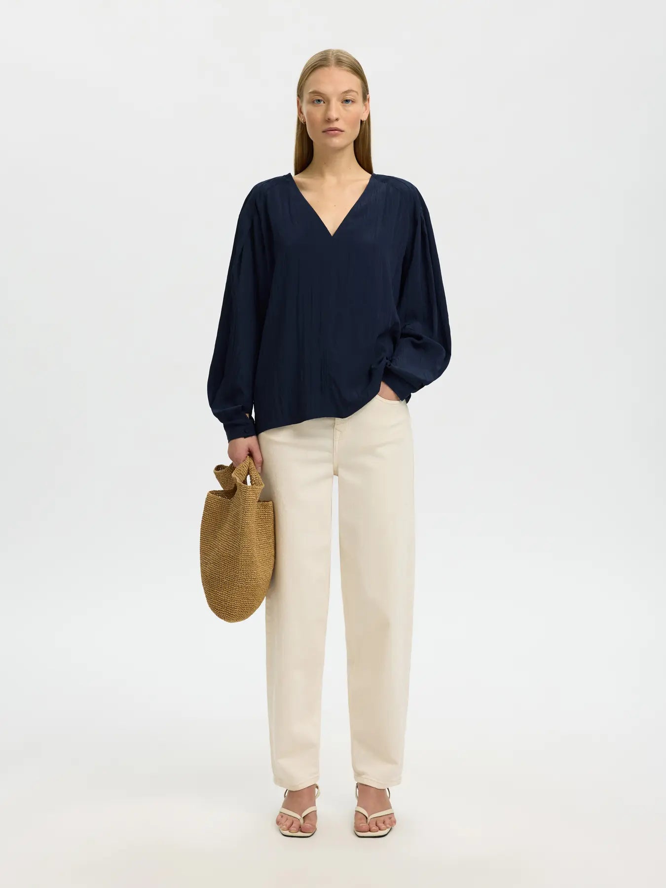 picture of Selected Fiona Long Sleeve Top - Dark Sapphire - Number Two - womens - fashion - clothing - Selected Femme 2