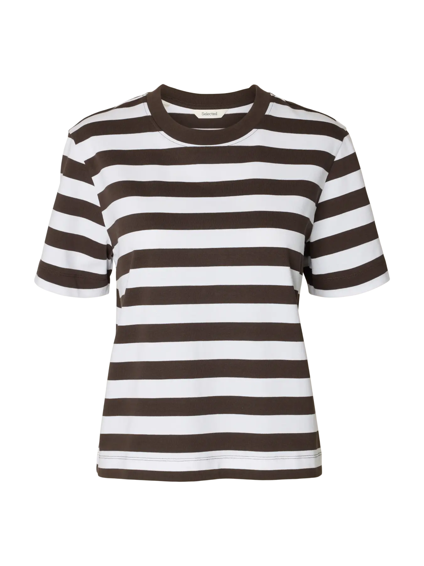 Selected Femme Essential SS Stripes Boxy Tee - Delicioso Bright White