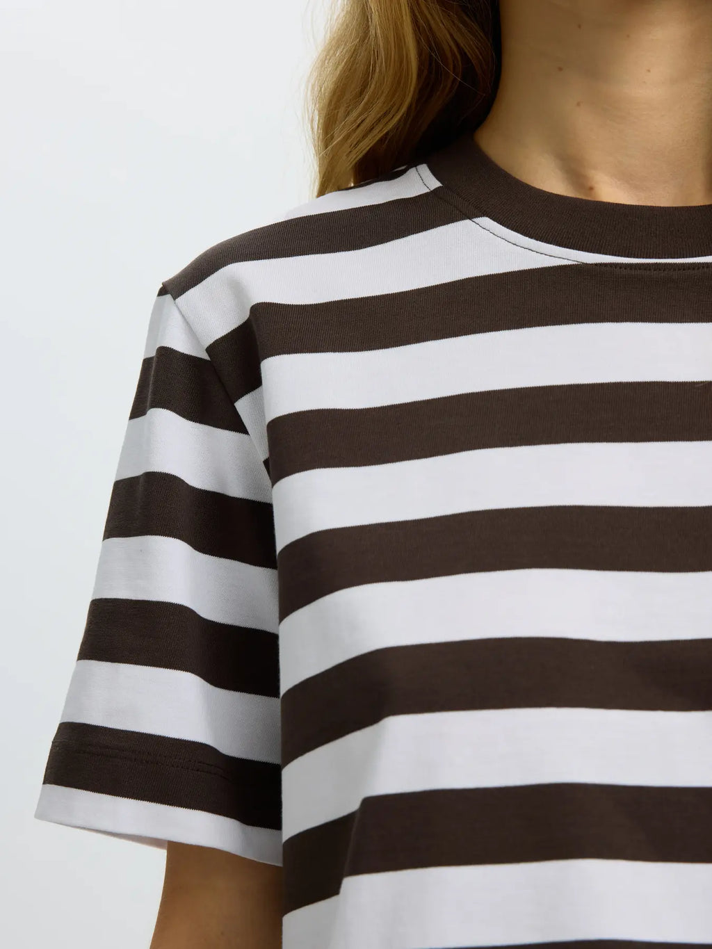 Selected Femme Essential SS Stripes Boxy Tee - Delicioso Bright White