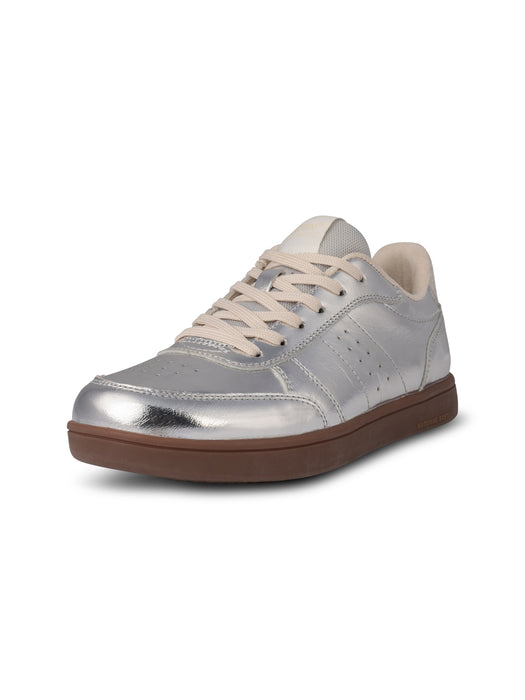 Woden Bjork Leather Trainer Silver