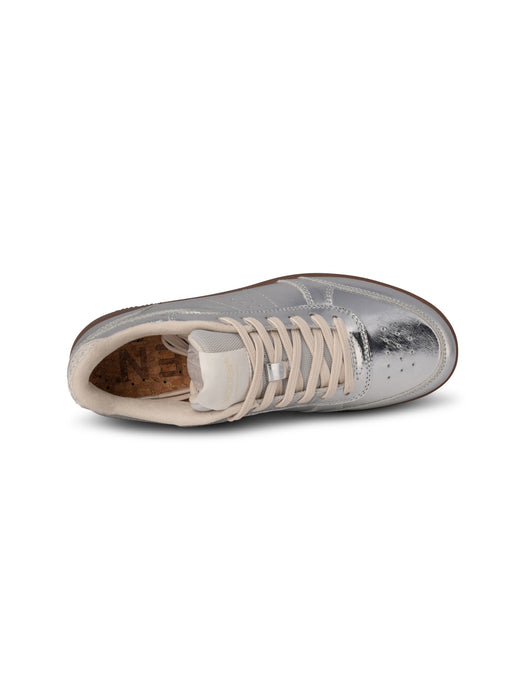 Woden Bjork Leather Trainer Silver