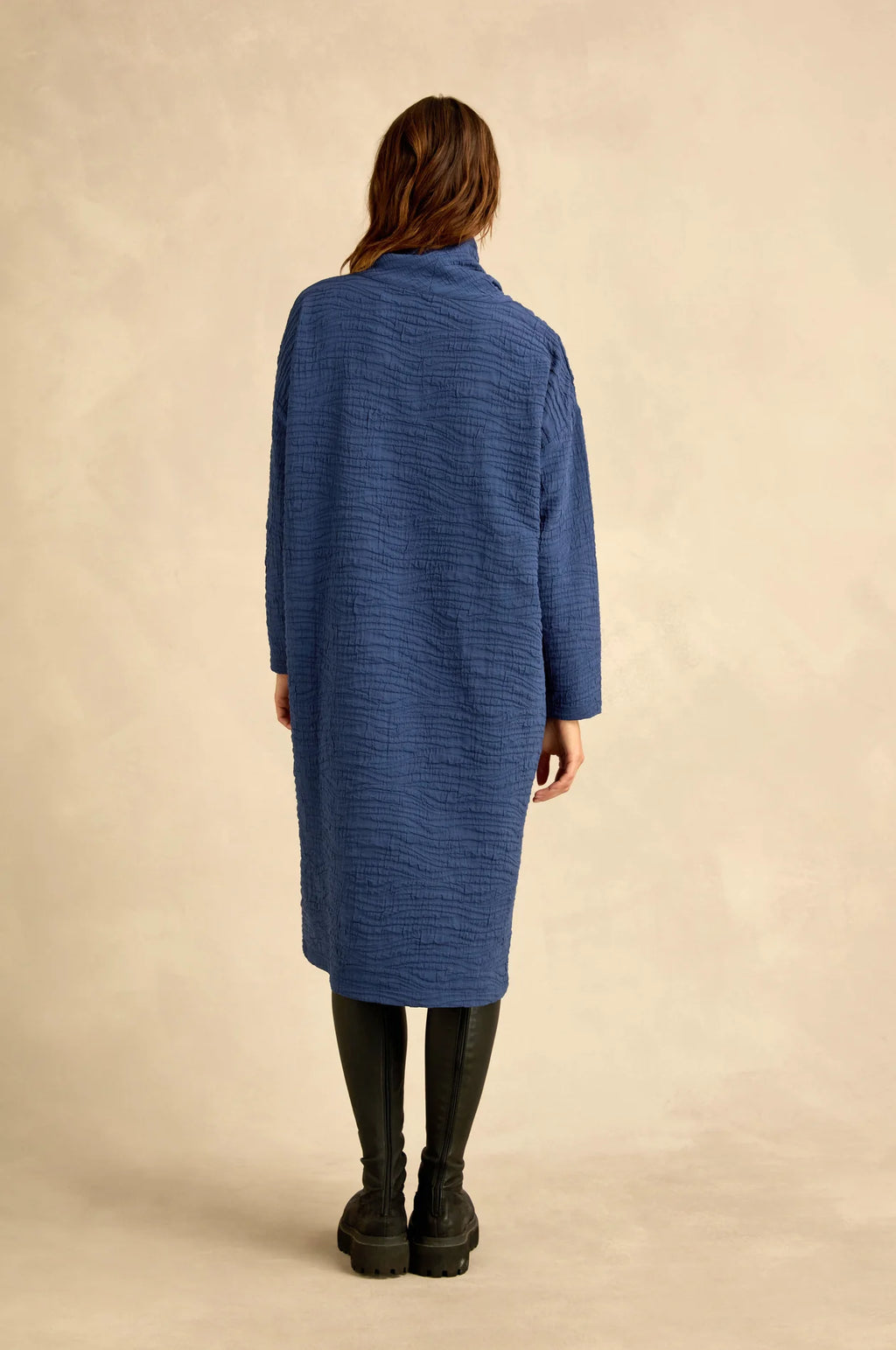 Sahara Wave Textured Crinkle Dress - Cobalt