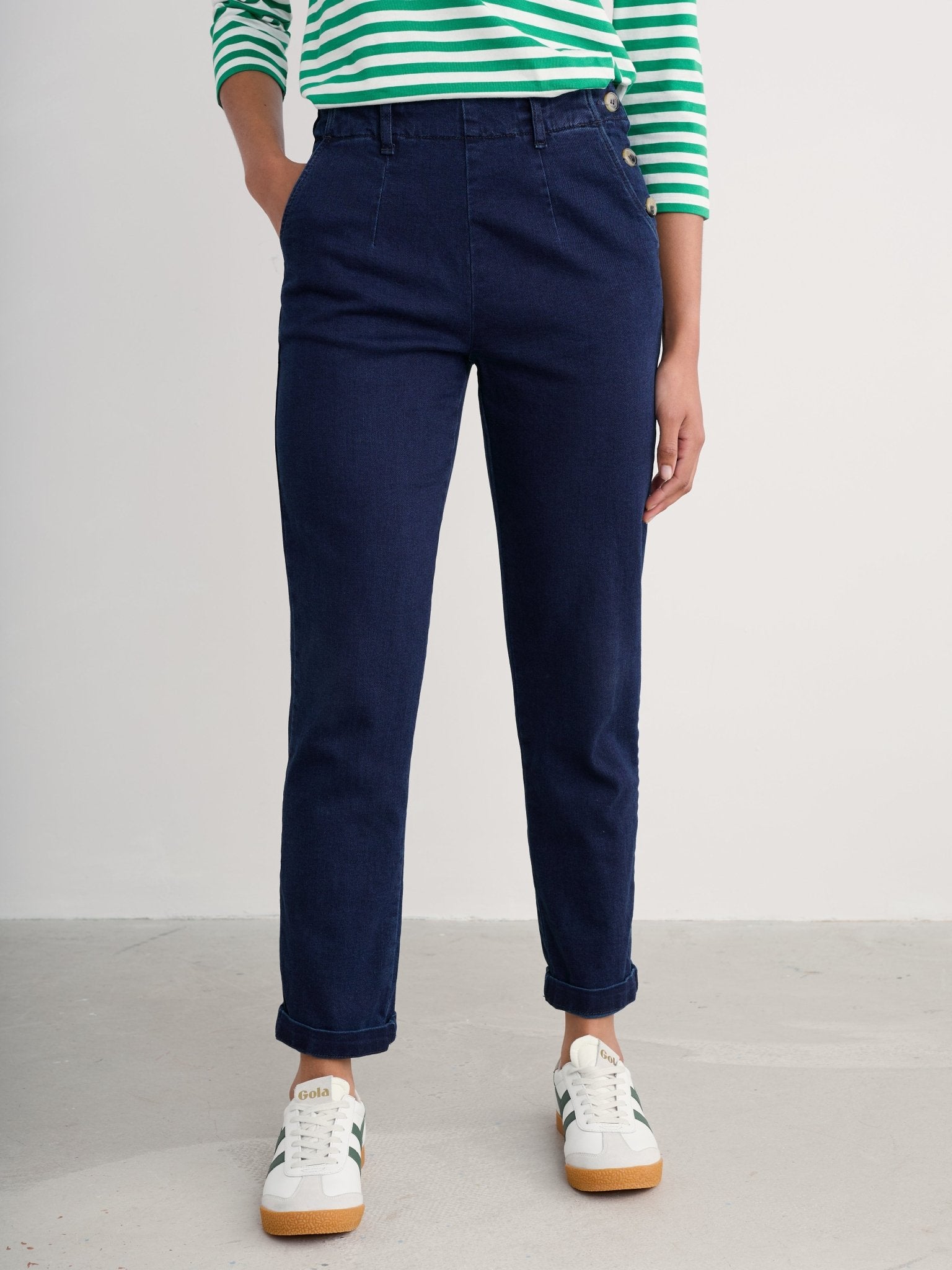 picture of Seasalt Waterdance Trousers Dark Indigo Wash - Number Two - womens - fashion - ethical - clothing - Seasalt