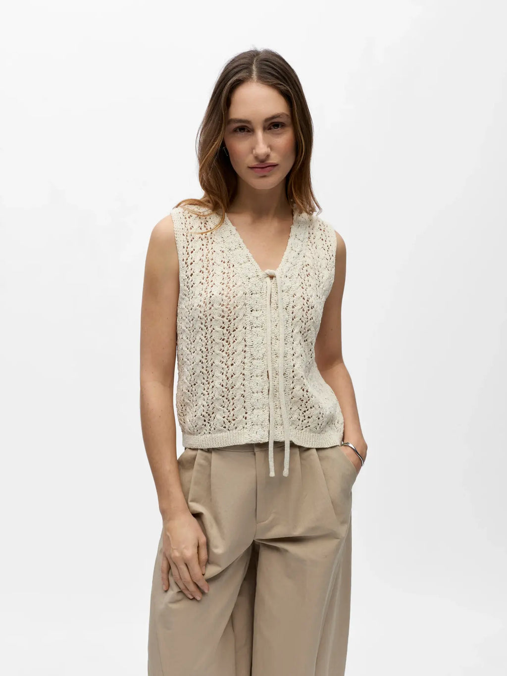 picture of Object Joplin Sleeveless Knit Top - Birch - Number Two - womens - fashion - clothing - Object 1