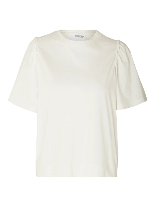 Selected Femme Penelope Ruffle Tee White